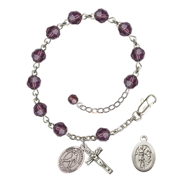 Saint Sebastian/Football<br>RB9400-9161 6mm Rosary Bracelet<br>Available in 12 colors