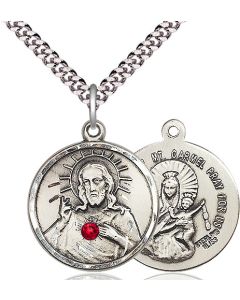 Scapular w/ Ruby Stone 0017S - 7/8 x 3/4