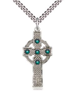 Kilklispeen Cross w/ Emerald Stone 0252 - 1 3/8 x 5/8