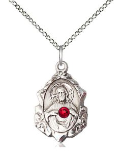 Scapular w/ Ruby Stone 0822S - 3/4 x 1/2