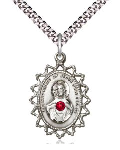 Scapular w/ Ruby Stone 1619S - 1 x 3/4