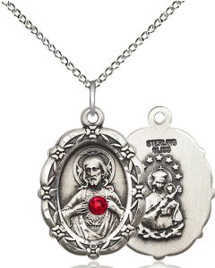 Scapular w/ Ruby Stone 4146S - 7/8 x 5/8