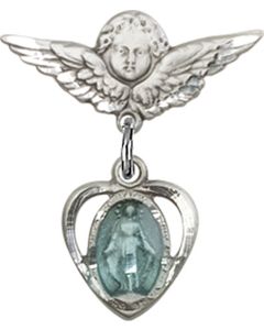 Heart Miraculous Blue Epoxy Baby Badge - 5401E/0735