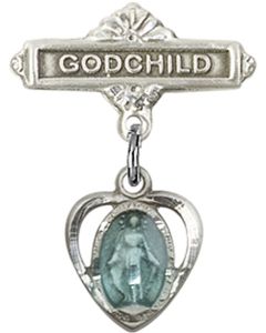 Heart Miraculous Blue Epoxy Baby Badge - 5401E/0736