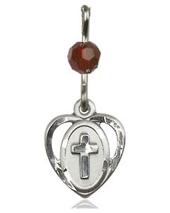 Heart Cross 5411 w/Bead - 3/8 x 3/8