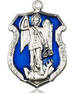St. Michael the Archangel Shield Available in 3 sizes w/ Blue Epoxy