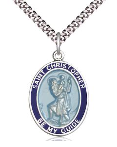 St Christopher w/Epoxy Oval Patron Saint Series Available in 2 Colors/Sizes