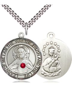 Scapular - Ruby Stone Round Patron Saint Series Avaliable in 2 Sizes
