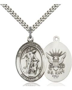 Guardian Angel Navy Oval Patron Saint Series Available in 2 Sizes