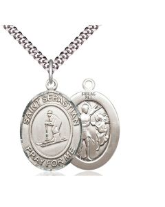 St Sebastian Skiing Oval Patron Saint Series Available in 3 Sizes
