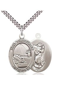 St Christopher Fishing Oval Patron Saint Series Available in 3 Sizes