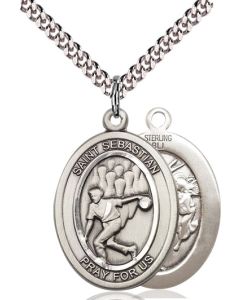 Saint Sebastian / Bowling-Men Oval Patron Saint Series Available in 3 Sizes