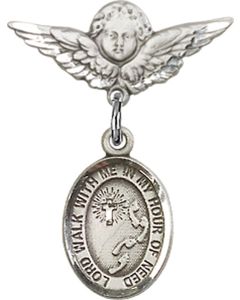 Footprints Cross Baby Badge - 9237/0735