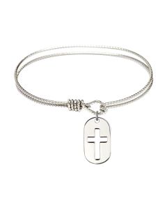 0111DT - Cross Dog Tag Bangle Available in 8 Styles