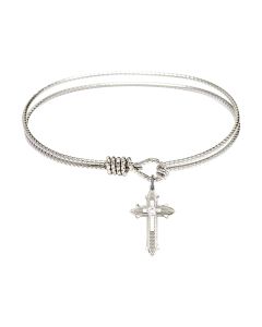 6058-STN - Cross on Cross Bangle Available in 8 Styles