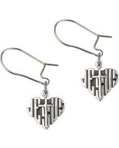 Heart of Jesus / Cross E6041 - 3/8 x 3/8 Earring