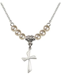 N02 / Faux Pearl Beads 0016Y - Cross