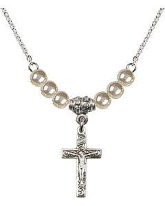 N02 / Faux Pearl Beads 0672 - Crucifix
