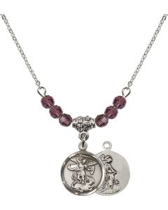 N20 Birthstone Necklace 0601R - St. Michael the Archangel Available in 15 Colors
