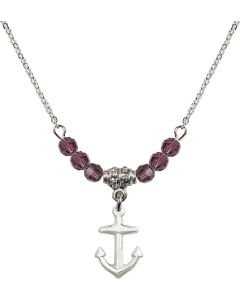 N20 Birthstone Necklace 4158A - Anchor Available in 15 Colors