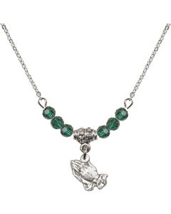 N20 Birthstone Necklace 0220 - Praying Hands Available in 15 Colors