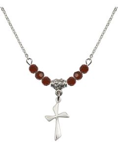 N20 Birthstone Necklace 0016Y - Cross Available in 15 Colors