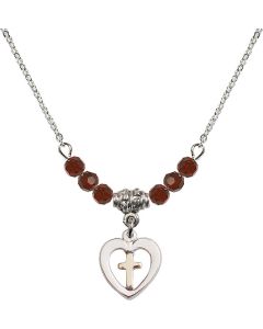 N20 Birthstone Necklace 3147 - Heart / Cross Available in 15 Colors