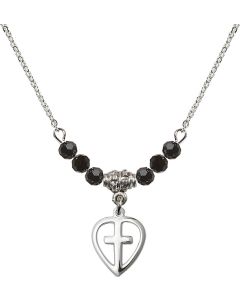 N20 Birthstone Necklace 1709 - Heart / Cross Available in 15 Colors