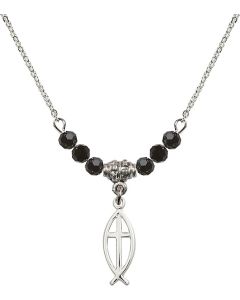 N20 Birthstone Necklace 4251 - Fish / Cross Available in 15 Colors