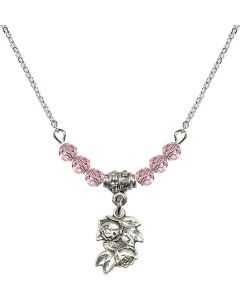 N20 Birthstone Necklace 0204 - Rose Available in 15 Colors