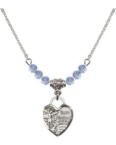 N20 Birthstone Necklace 3403 - St. Michael Heart Available in 15 Colors
