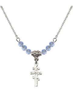 N20 Birthstone Necklace 5654 - Greek Orthadox Cross Available in 15 Colors