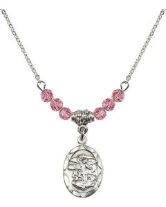 N20 Birthstone Necklace 0612R - St. Michael the Archangel Available in 15 Colors