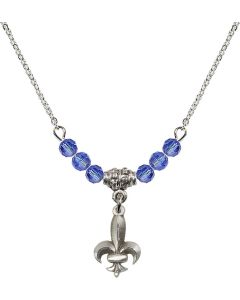N20 Birthstone Necklace 0293 - Fleur de Lis Available in 15 Colors