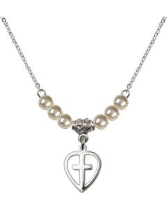 N21 Birthstone Necklace 1709 - Heart / Cross