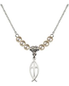 N21 Birthstone Necklace 4251 - Fish / Cross