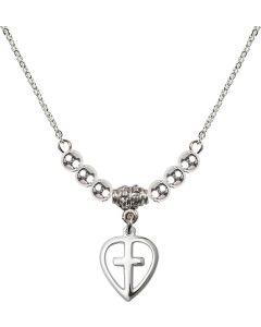 N22 Birthstone Necklace 1709 - Heart / Cross