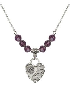 N30 Birthstone Necklace 3207 - Footprints Heart Available in 15 Colors