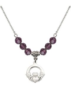 N30 Birthstone Necklace 4138 - Claddagh Available in 15 Colors