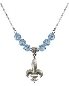 N30 Birthstone Necklace 0294 - Fleur de Lis Available in 15 Colors