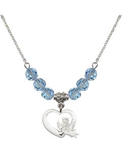 N30 Birthstone Necklace 4206 - Heart / Guardian Angel Available in 15 Colors