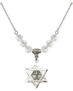 N30 Birthstone Necklace 1210Y - Star of David w/ Cross Available in 15 Colors