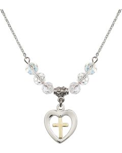 N30 Birthstone Necklace 4247 - Heart / Cross Available in 15 Colors