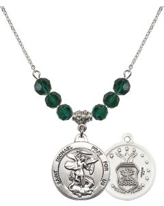 N30 Birthstone Necklace 0342--1 - St. Michael / Air Force Available in 15 Colors