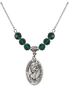 N30 Birthstone Necklace 4123C - St. Christopher Available in 15 Colors