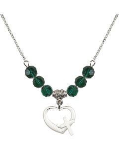 N30 Birthstone Necklace 4207 - Heart / Cross Available in 15 Colors
