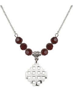 N30 Birthstone Necklace 4139 - Jerusalem Cross Available in 15 Colors