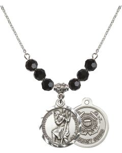 N30 Birthstone Necklace 0192--3 - St. Christopher / Coast Guard Available in 15 Colors