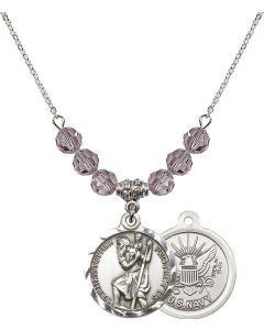N30 Birthstone Necklace 0192--6 - St. Christopher / Navy Available in 15 Colors