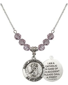 N30 Birthstone Necklace 4049 - St. Christopher Available in 15 Colors